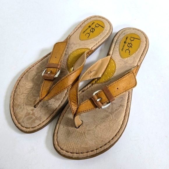 B.O.C. Born Concept Latisha yellow Leather Thong Sandals sz 8 - Picture 1 of 5